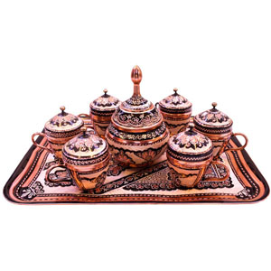 خدمة الشاي النحاسي محفورة