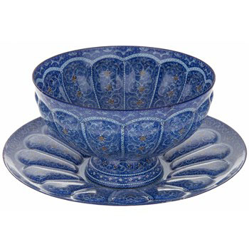 المینا النحاس الكأس و طبق 